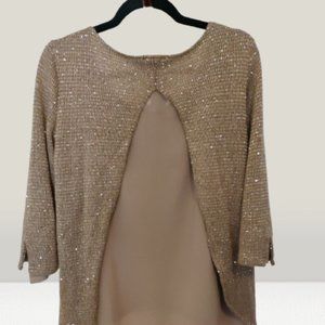 Outlander Women's Long Sleeve Silk Tan Crew Neck Top, Size 2X